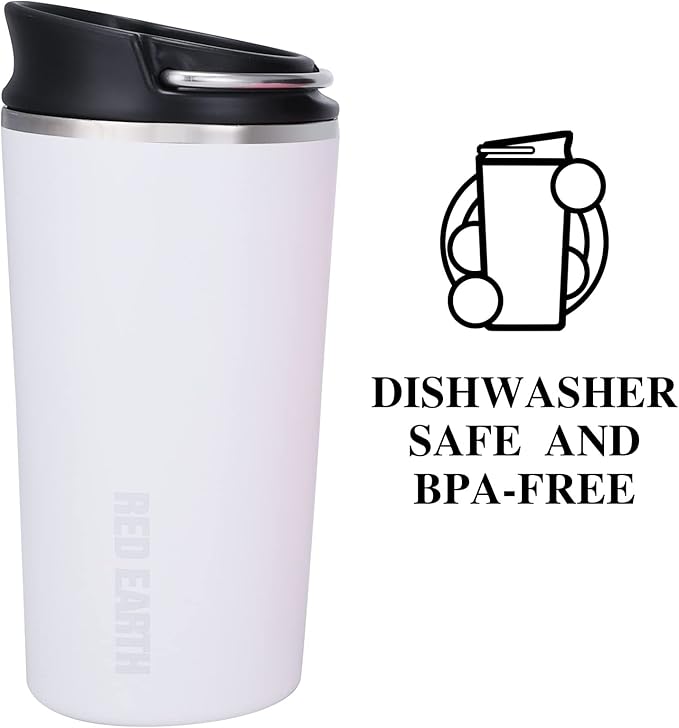GiNT 17oz Travel Mug with Infuser and Two Lids. Vacuum Insulated 316 Stainless Steel Coffee Mug. Dishwasher Safe Mug with Tea Strainer for Hot and Cold Brew Coffee or Tea(White)