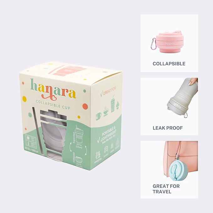 HANARA Collapsible Cup with Reusable Straw – 18 Oz (550 Ml), Portable Travel Mug, BPA-Free, Leak-Proof, Microwave & Dishwasher Safe, Multi-Purpose for Hot & Cold Drinks – Navy Blue