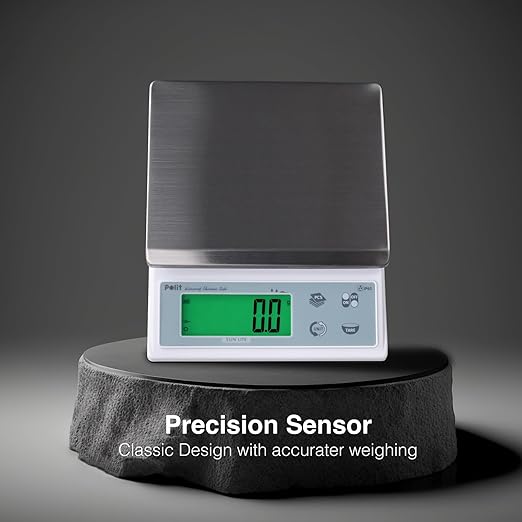 Polit Sun Lite IP65 Waterproof Food Scale 6.6lb/3kg, 0.1g/0.005oz Accuracy Kitchen Scale with LCD 304 Stainless Steel, Auto Precision Adjustment Grams & Ounces Baking Scale for Home, Kitchen