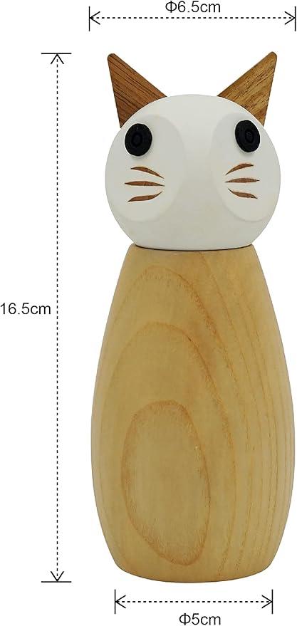 Peterson Housewares Cat Salt or Pepper Mill - Wooden Spice Grinder