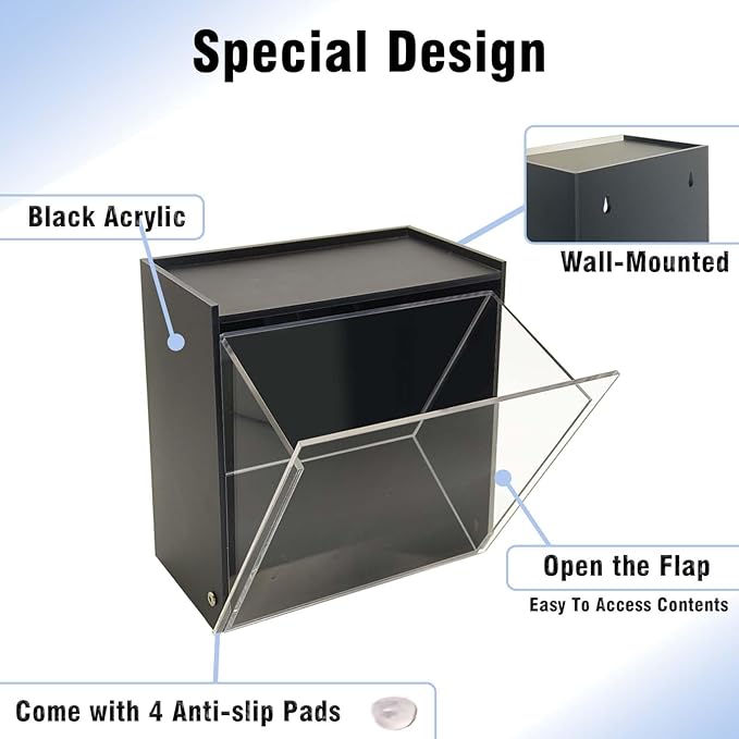 Laundry Pods Container, Acrylic Wall Mounted Organizer with Extra Labels, Candy Dispenser Coffee Pod Holder Dishwasher Pods Case for Home,Kitchen, Office, Black