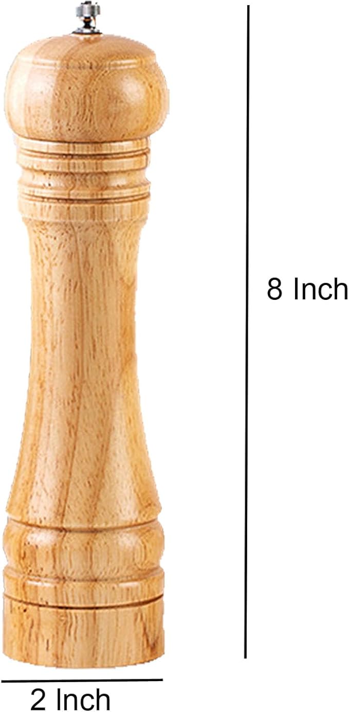 Salt and Pepper Grinder,Wooden Pepper Mill Set Salt Pepper Grinder Kit Manual Mills Solid with Strong Adjustable Ceramic Grinders 2 Piece 8 Inches