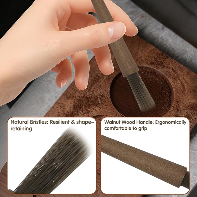4Pcs Coffee Grinder Cleaning Brush Set with Natural Bristles & Wood Handle Daily Necessities for Espresso Machine, Coffee Grinder, and Portafilter Cleaning Tool