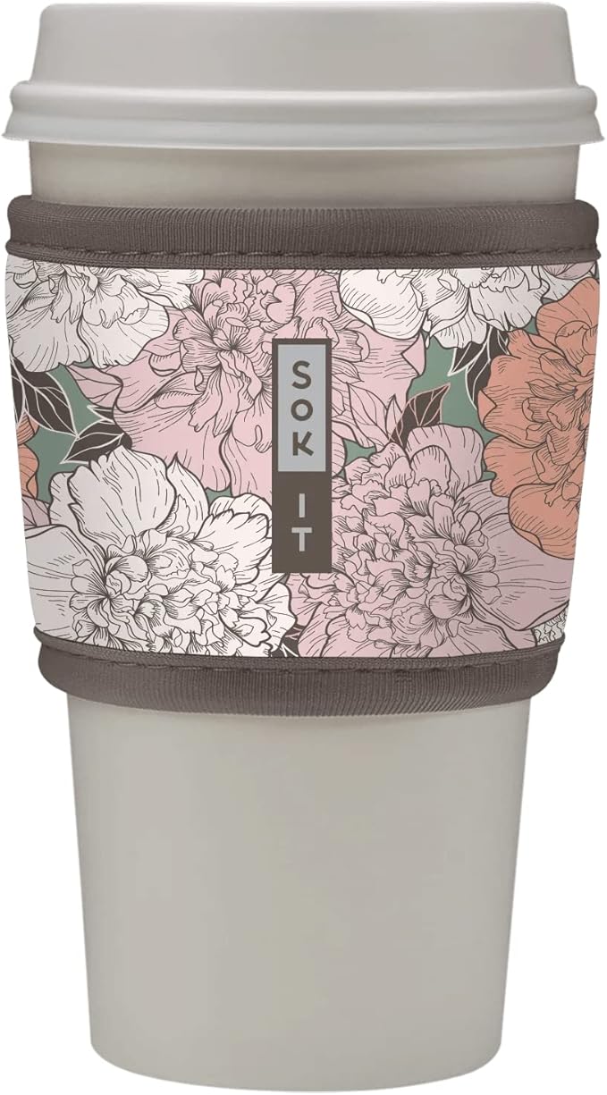 Sok It HotSok Coffee & Tea Reusable Insulated Neoprene Cup Sleeve (Carnations)