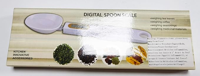 Meichoon Food Scale Spoon, Digital Kitchen Scale High Precision Small Scale with Tare Function Weighing and Measuring Dry Liquid Ingredient Milk Tea Flour Medicine 1.1lb/500g(0.1g), C52 White