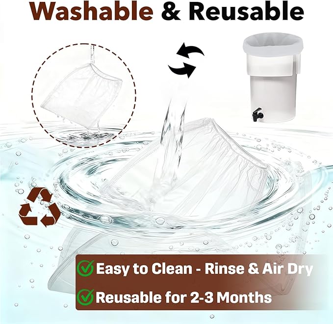 4-Pack Cold Brew Coffee Filter Bag - Compatible with 5 Gallon Toddy Cold Brew System, Washable & Reusable Nylon Mesh Filter for Commercial/Home Brewers, High-Efficiency Filtration