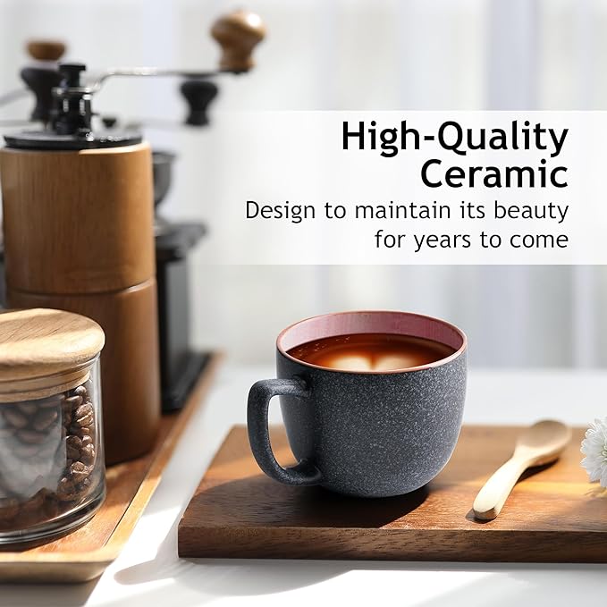 MIAMIO - 6 x 16 oz. coffee cups/mug set/coffee cup large/modern stoneware coffee mugs - Las Palmitas Collection