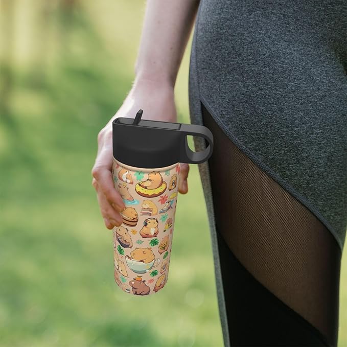 Capybara Gifts Tumbler Water Bottle Capibara Stainless Steel Vacuum Insulated Bottle 18 Oz