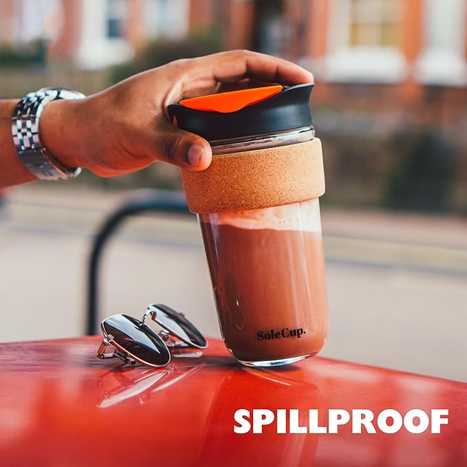 Large Travel Mug - Reusable Insulated Coffee Mug - 18oz/530ml BPA-Free Hot Drink Travel Mug with Lid & Cork Band (Gray and Pink)