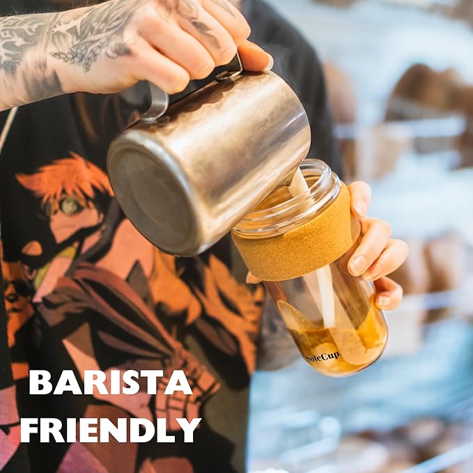 Large Travel Mug - Reusable Insulated Coffee Mug - 18oz/530ml BPA-Free Hot Drink Travel Mug with Lid & Cork Band (Red)