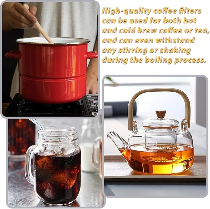 50 PCS Cold Brew Bags 6x10 Inch, No Mess Cold Brew Coffee Filter Bags Fine Mesh Brewing Drawstring Pouches Large Empty Tea Bag for Loose Leaf Tea, Iced Coffee, Pice, Home Brewing