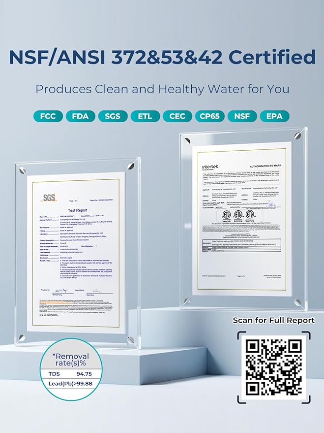 VIOMI® RO Water Filtration System,TDS PFOS&PFOA Reduction, 9 Stage Reverse Osmosis Water Filter, 600GPD, NSF/ANSI 372&53&42 Certified, Tankless Reverse Osmosis System Under Sink with Faucet