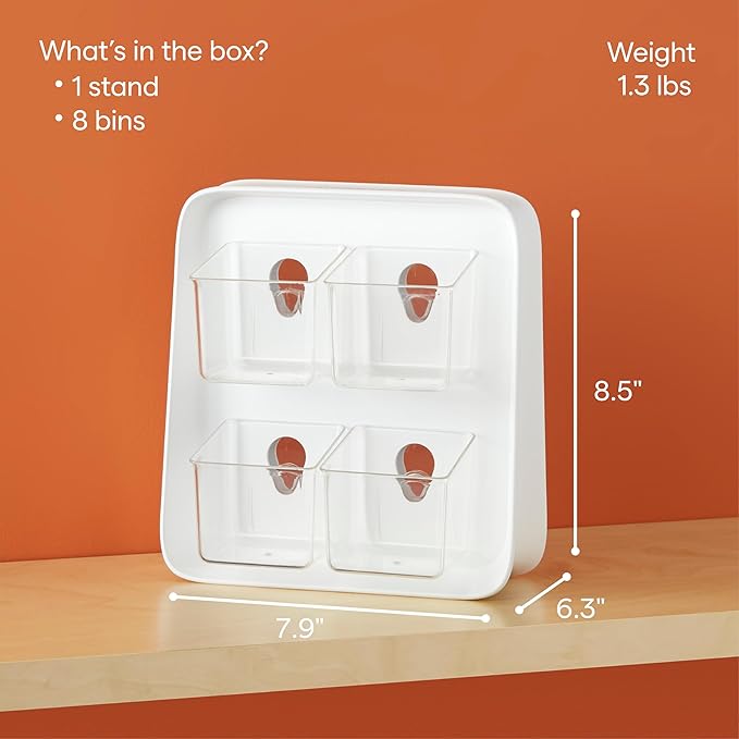 YouCopia TeaStand Tea Bag Organizer with Clear Removable Bins, Cabinet or Pantry Storage Caddy, 80-Bag