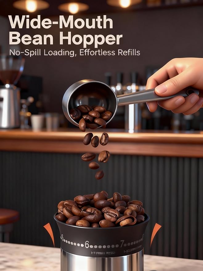 LAMIDO Mini Manual Coffee Grinder - 56 External Grind Settings, Stainless Steel Body & Crank, Ceramic Burr, Portable Hand Grinder for Travel, Camping, Home Brewing - Stainless Steel