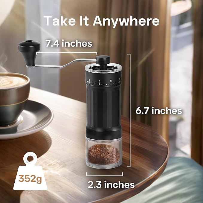 Mini Manual Coffee Grinder, 40 Adjustable Settings, Portable Hand Mill with 30g Capacity, Conical Burr for Espresso, Pour Over, Travel, Camping, Office (Ceramic Burr)