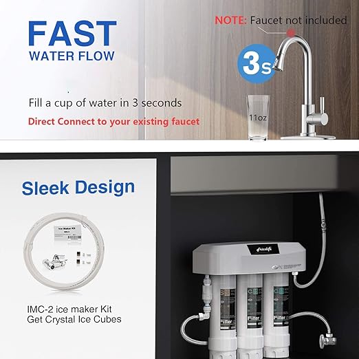 Frizzlife Under Sink Water Filter System, NSF/ANSI 53&42&372 Certified, 8 Layer 0.5 Micron Water Filtration Reduce Chloramine, PFOA/PFOS, Lead, Chlorine, Bad Taste & Odor, Under Counter, SK99-NEW
