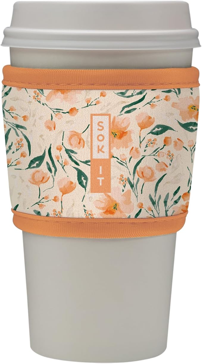 Sok It HotSok Coffee & Tea Reusable Insulated Neoprene Cup Sleeve (Blush Blossoms)