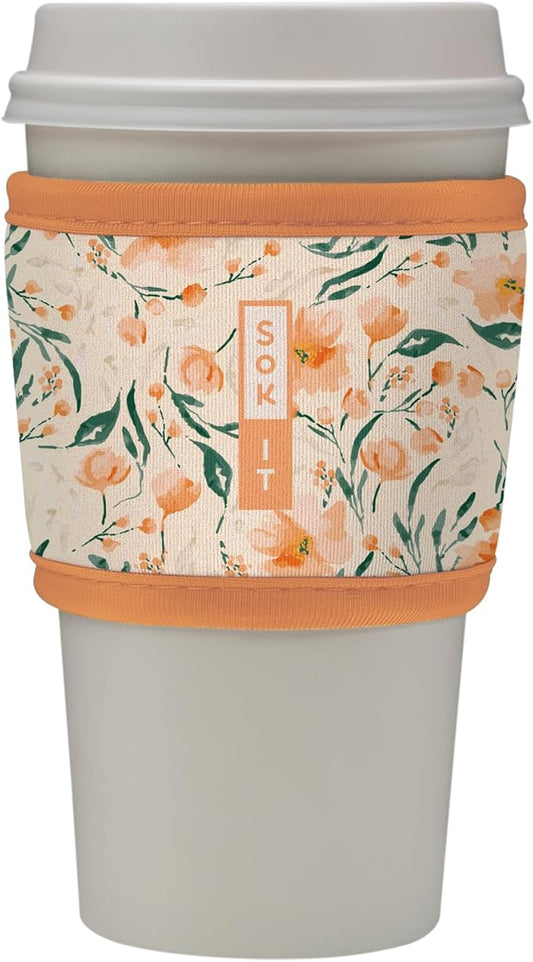 Sok It HotSok Coffee & Tea Reusable Insulated Neoprene Cup Sleeve (Blush Blossoms)
