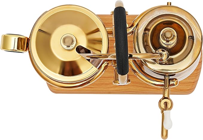 Belgian/Belgium Family Balance Siphon/Syphon Coffee Maker, Elegant Double Ridged Fulcrum with Tee handle (Classic Gold,400ml/13.53oz)
