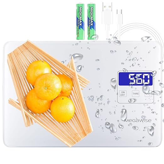 Digital Kitchen Scale K28H – Ultra-Slim Design, Precise 1g–15kg Measurement, 5 Units, Tare Function, Backlit Display, for Baking, Cooking & Meal Prep