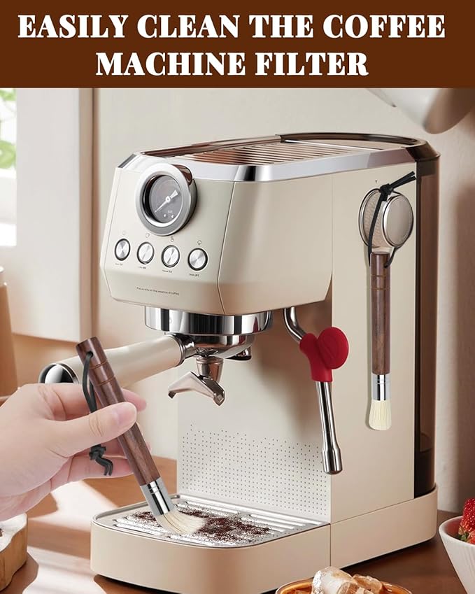 Ebony Bristle Coffee Brush, Espresso Accessories Kit – Portafilter Brush Espresso Kit for Espresso Machine, Grinder, Countertop, 2 Pack