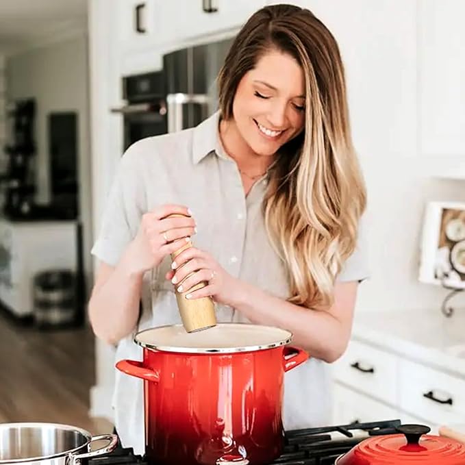 Wooden Pepper Grinder, 8 Inches Salt Grinder with Adjustable Coarseness Pepper Mill, Refillable Manual Salt Grinder, Oak Wood Salt and Pepper Grinder Mill for Kitchen - Natural