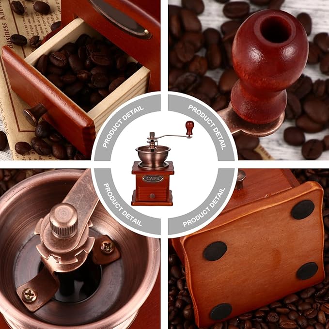 Manual Coffee Grinder Travel-Friendly Hand Bean Grinder Ceramic Core and Iron Handle for Large Capacity Grinding