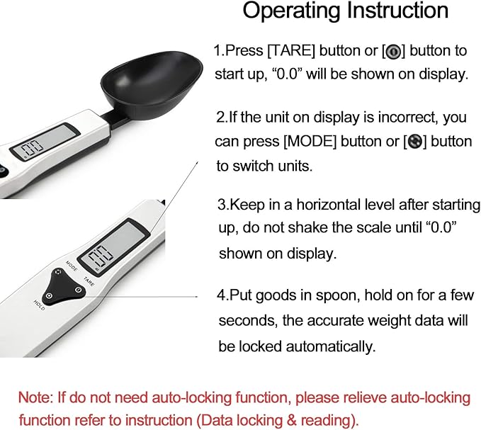 JOYIT Digital Spoon Scale 500g/0.1g - Stainless Steel Food Measuring Scale, Small Baking Scale with LCD Display