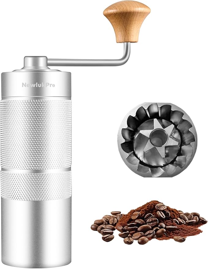 M6 Manual Coffee Grinder,Conical Hexagonal Burr & Double Bearings for Smooth Grinding,Designed for Espresso Pour Over French Press,25g Capacity,Compact & Portable,Gifts for Coffee Lovers