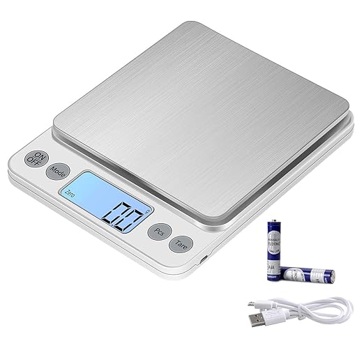 Upgraded Larger Size Digital Food Scale Weight Grams and OZ, 5kg/0.1g Kitchen Scale for Cooking Baking, High Precision Electronic Scale with LCD Display
