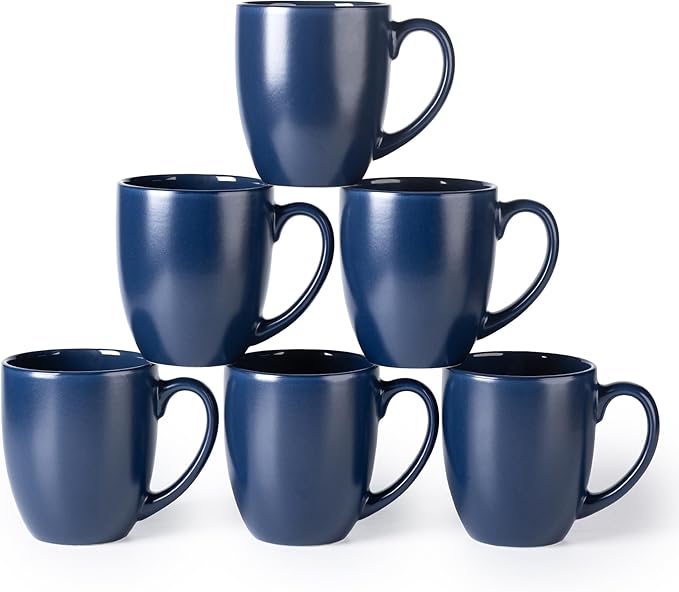 GBHOME 12oz Coffee Mugs Set of 6, Large Ceramic Coffee Mugs for Man, Woman, Dad, Mom, Modern Coffee Mugs Set with handle for Tea/Latte/Cappuccino/Milk/Cocoa. Dishwasher&Microwave Safe,Multi-Color