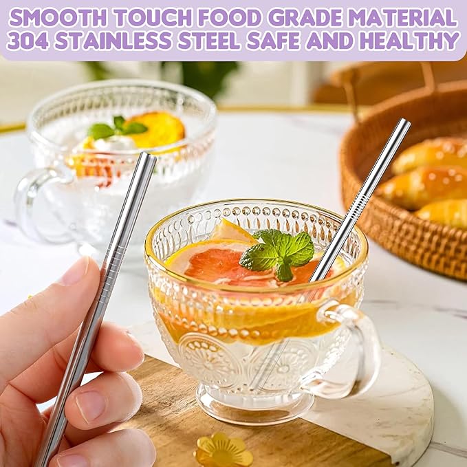 10 Pack Short Metal Straws, Reusable Straight Straws, 5 Straight 5 Bent, 304 Stainless Steel Straw, 5 Inch Cocktails Drinking Straws with 2 Cleaning Brushes for Coffee Mugs, Small Glasses or Cups