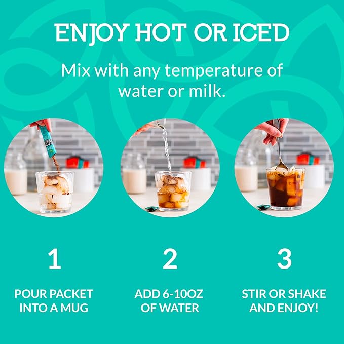 Cusa Tea & Coffee | Premium Instant Light Roast | Rainforest Alliance Certified Arabica Beans | Hot or Cold Brew Drink Mix Packets (30 Single Servings)