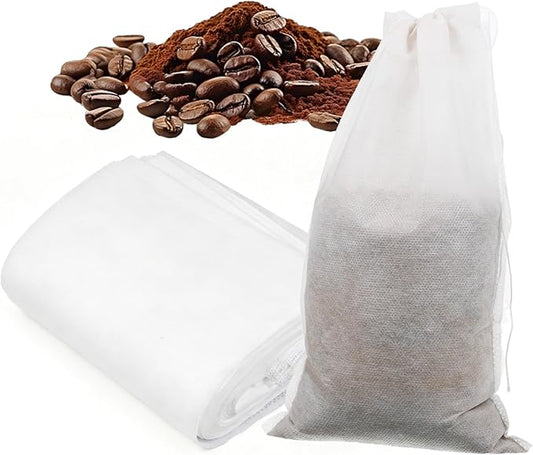 50 PCS Cold Brew Bags 6x10 Inch, No Mess Cold Brew Coffee Filter Bags Fine Mesh Brewing Drawstring Pouches Large Empty Tea Bag for Loose Leaf Tea, Iced Coffee, Pice, Home Brewing
