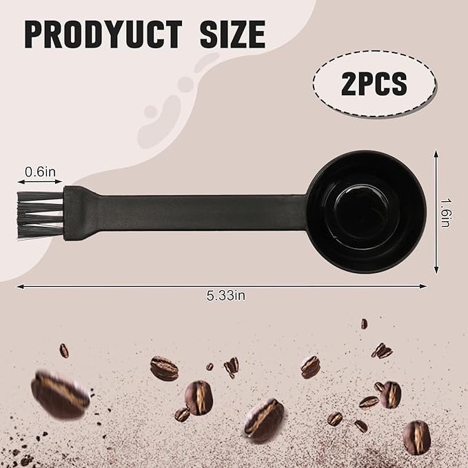 Coffee Spoon With Espresso Grinder Brush 2 in 1 Brush Compatible for Cuisinart DBM-8P1 Coffee Machine Brush for Coffee Grinder Cleaner Scooping Coffee Powder(2PCS)
