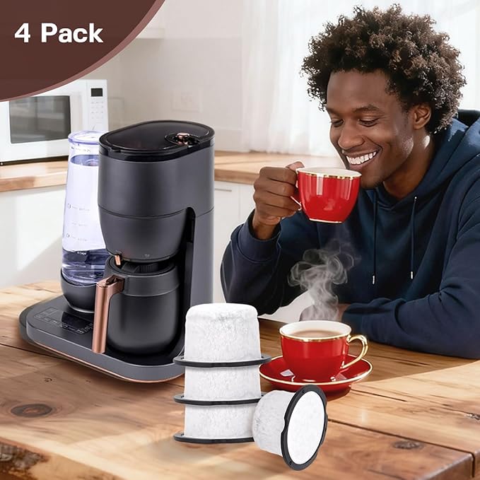 Coffee Filter Replacement for GE & Cafe: Compatible with Café and GE Profile Grind & Brew Machine, Charcoal Coffee Filter Cartridges,Dual-layer design of activated carbon and microporous mesh(4 pack)