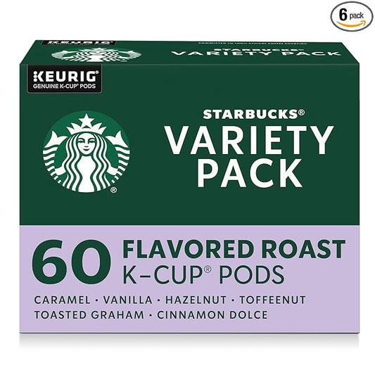 Starbucks K-Cup Coffee Pods, Flavored Hot or Iced Coffee, Variety Pack, 60 Keurig Pods