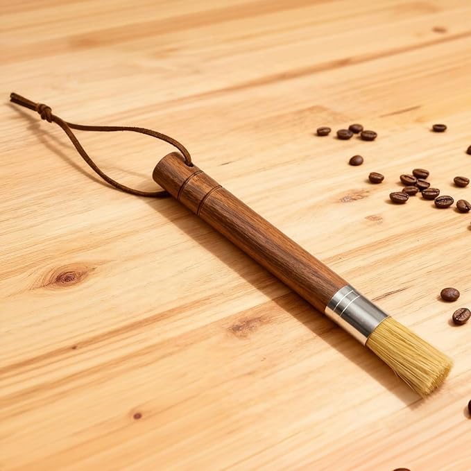 Coffee Grinder Cleaning Brush Set, Espresso Machine Brush Cleaner Tool with Walnut Wood Handle and Natural Bristles for Barista Home Kitchen
