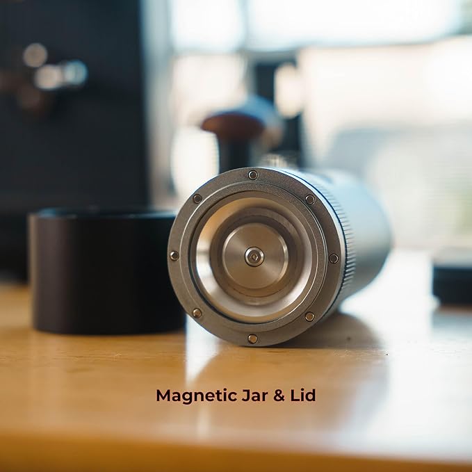 MiiCoffee PT2 Portable Electric Burr Coffee Grinder, USB-C Rechargeable Stainless Conical Burr Grinder, Aluminum Body with Cleaning Brush Included