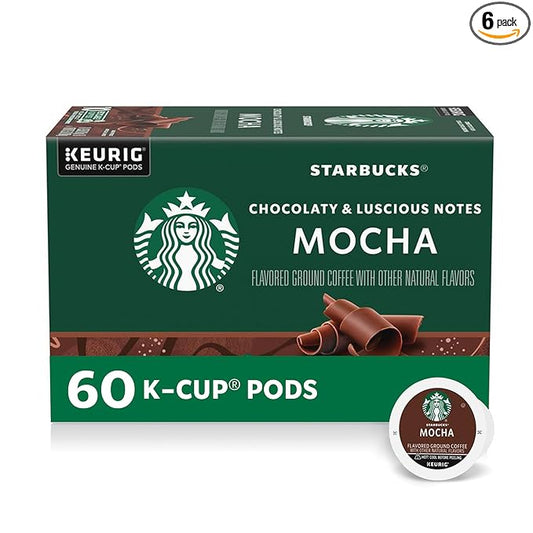 Starbucks K-Cup Coffee Pods, Flavored Hot or Iced Coffee, Mocha, 60 Keurig Pods