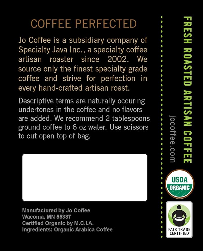 WILD JO: 12 oz, Dark French Roast Organic Whole Bean Coffee, Bold Strong Rich Wicked Good Coffee! Great Brewed, Espresso or Cold Brew, 100% USDA Fair Trade Certified Arabica, Gluten Free by Jo Coffee®