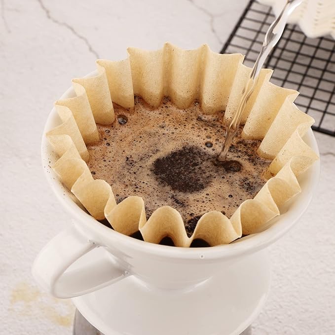 EUSOAR 1-4 Cup Disposable Coffee Filters, Pack of 200 Paper Basket Style Filter, Natural Brown Unbleached, for Home Commercial Coffee Dripper, for Single Pour Over and Drip Coffee Makers