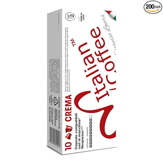 Italian Coffee for Espresso Lovers capsules compatible with Nespresso Original Line machines (Crema Regular, 200 Count (Pack of 1))