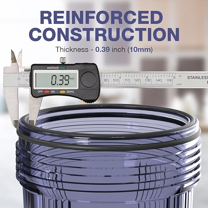 SimPure Whole House Water Big Filter Housing (DB10C), 10" x 4.5", Blue for Whole Home Water Filtration, Sediment Water Filter System for Well, 1" NPT Brass Port (Clear Housing)