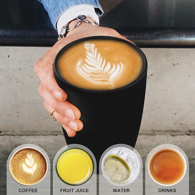 Wrova Wheat Straw Cups 6 PCS Good Alternative to Plastic Reusable Cups 20 oz Unbreakable Drinking Cup Reusable Dishwasher Safe Water Plastic Glasses Black