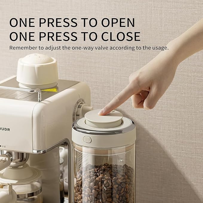 Coffee Canister with Premium Glass - Airtight Coffee Container with One-Way CO2 Valve and Freshness Tracker, Perfect for Coffee Bean Storage, 17oz/500ml