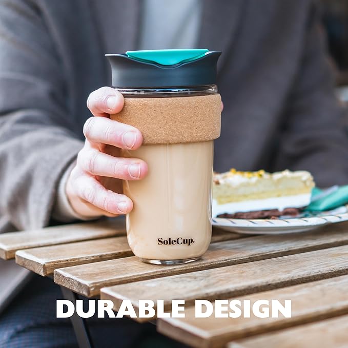 Large Travel Mug - Reusable Insulated Coffee Mug - 18oz/530ml BPA-Free Hot Drink Travel Mug with Lid & Cork Band (Gray and Pink)