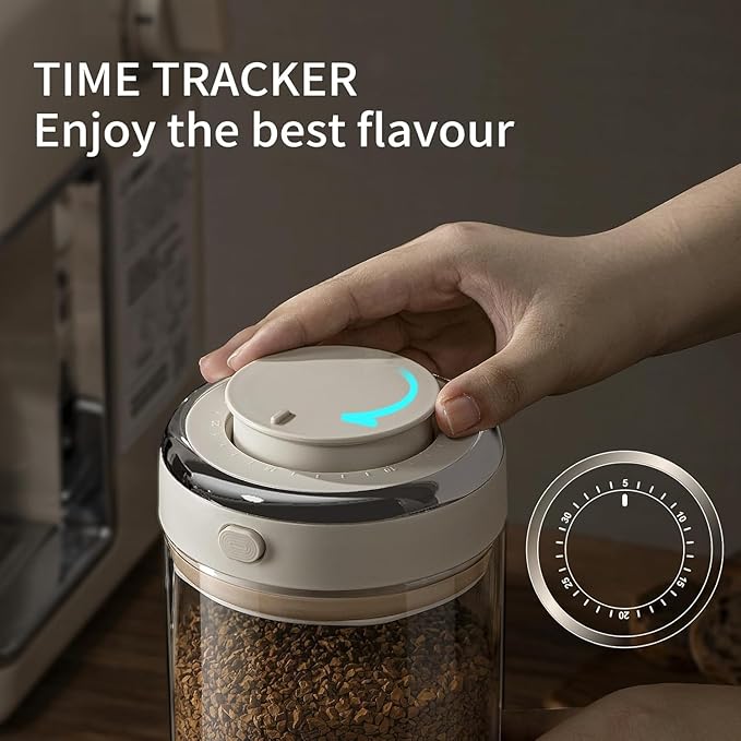 Coffee Canister with Premium Glass - Airtight Coffee Container with One-Way CO2 Valve and Freshness Tracker, Perfect for Coffee Bean Storage, 17oz/500ml