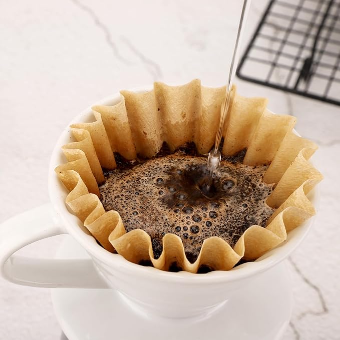 EUSOAR 1-2 Cup Unbleached Coffee Filters, Pack of 200 Disposable Natural Brown Paper Basket Filters, for Small Basket Style Single Pour Over and Drip Coffee Makers, for Home Commercial