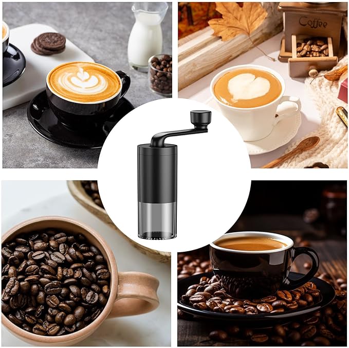 Manual Coffee Grinder Portable Hand Burr, Adjustable Ceramic Core Mill, Quiet Coffee Bean Grinder Stepless Control Durable Lightweight Home Travel Cafe Espresso Mocha Latte Americano Use
